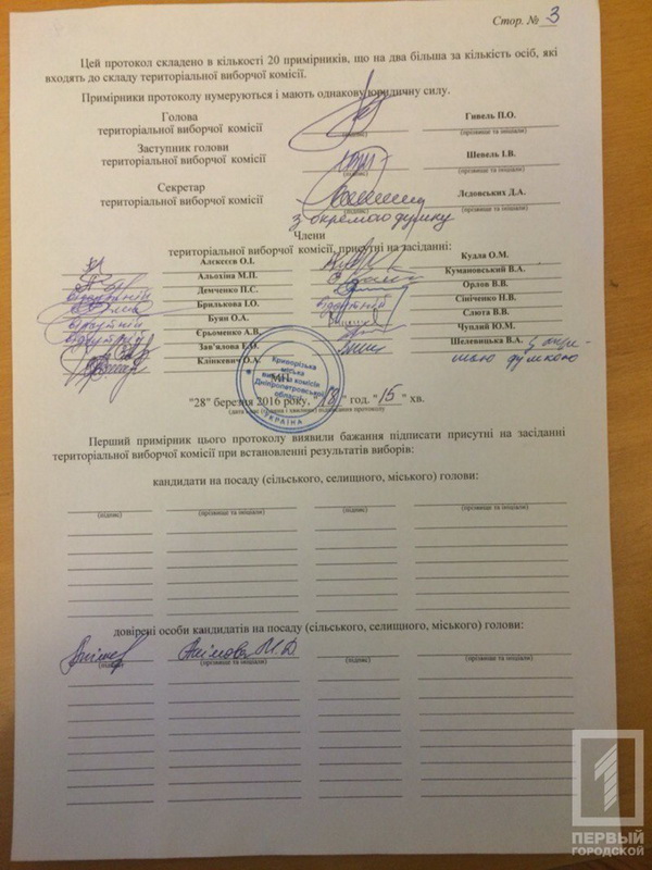 Під фінальним протоколом виборів підписалися не всі члени Криворізького виборчкому - фото 3