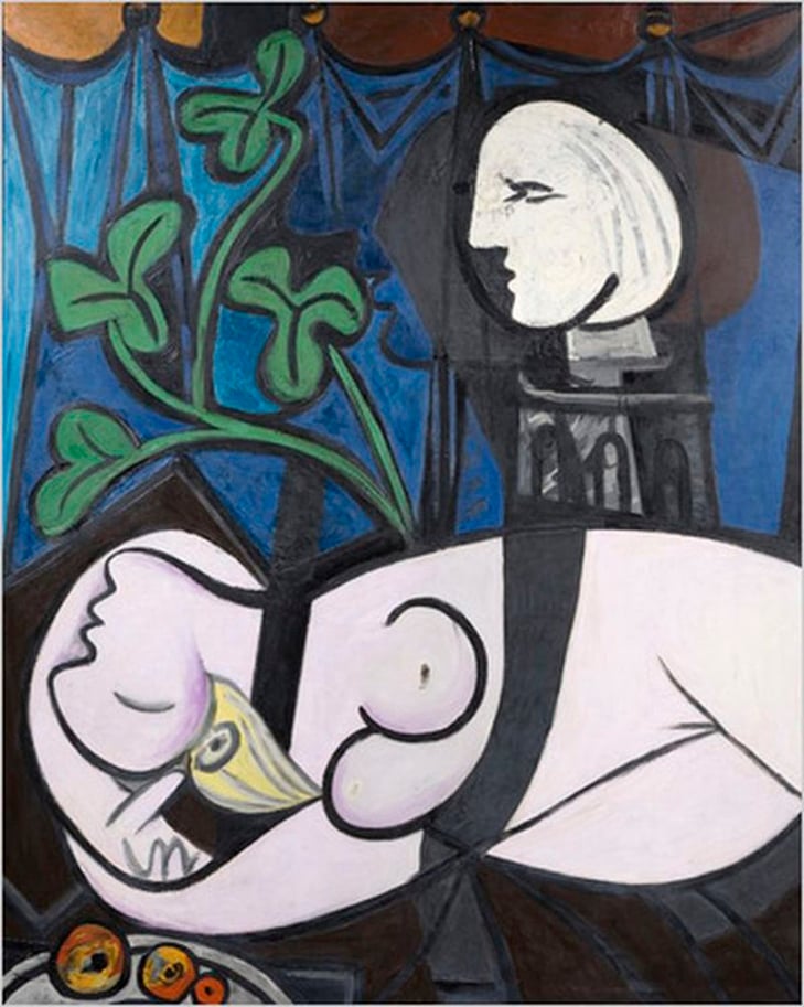 Пабло Пікассо – "Оголена на тлі бюста і зеленого листя"