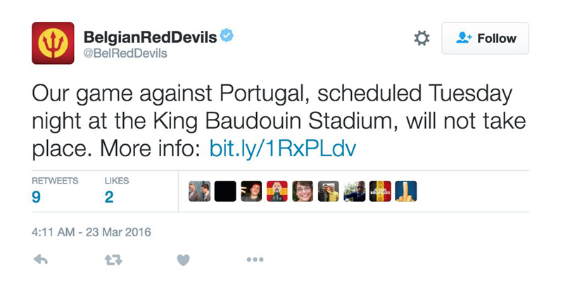Матч Бельгія - Португалія скасовано через теракти - фото 1
