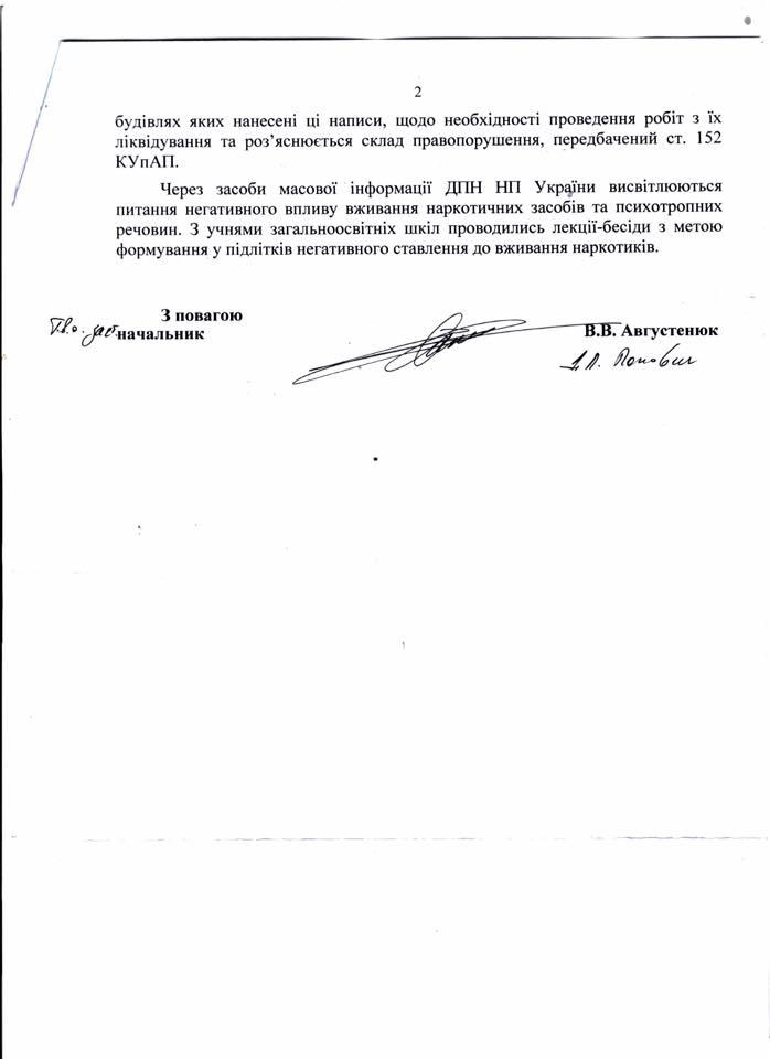 У поліції відповіли "відпискою" про боротьбу з наркорекламою у Миколаєві