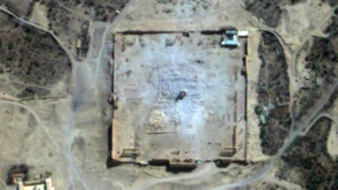 В ООН показали супутникові знімки знищеного терористами храму у Пальмірі - фото 1