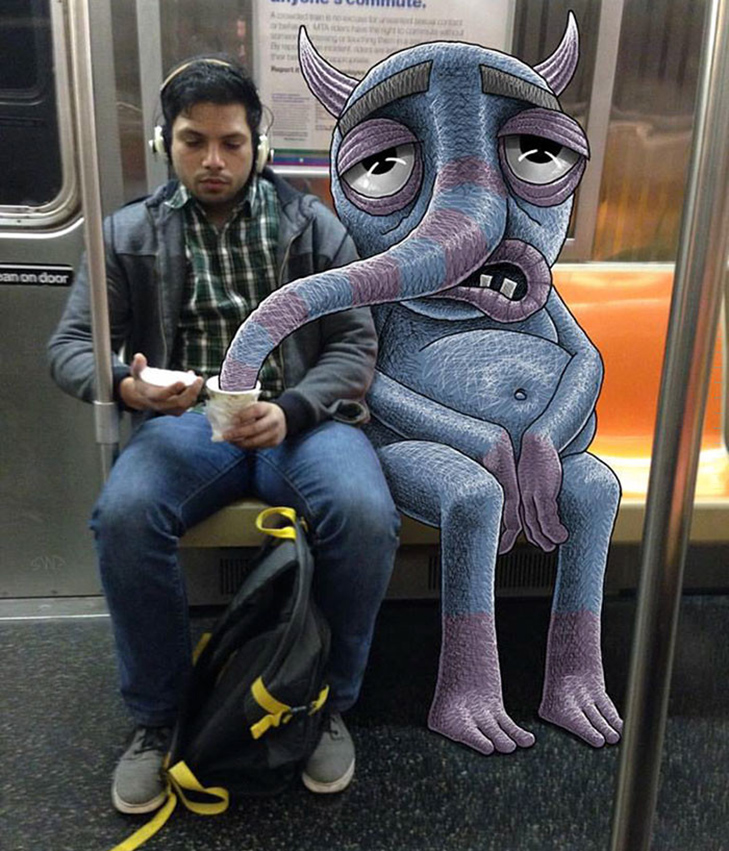 Як художник з Нью-Йорку нацьковує монстрів на пасажирів метро - фото 2