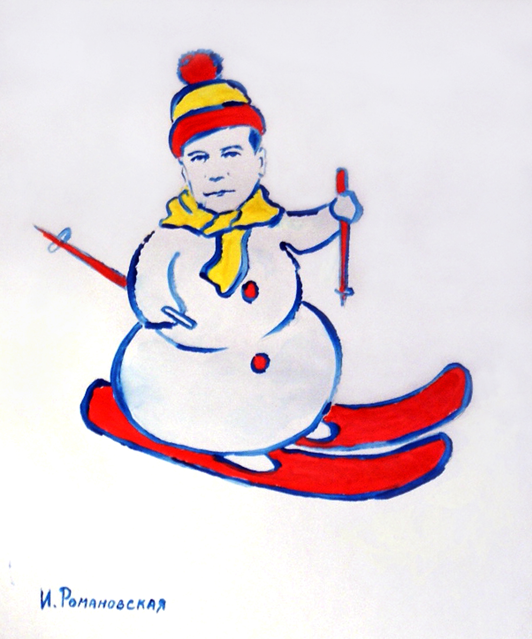Путіна у незвичайний способі намалювали Дідом Морозом, а Медведєва - сніговиком - фото 1