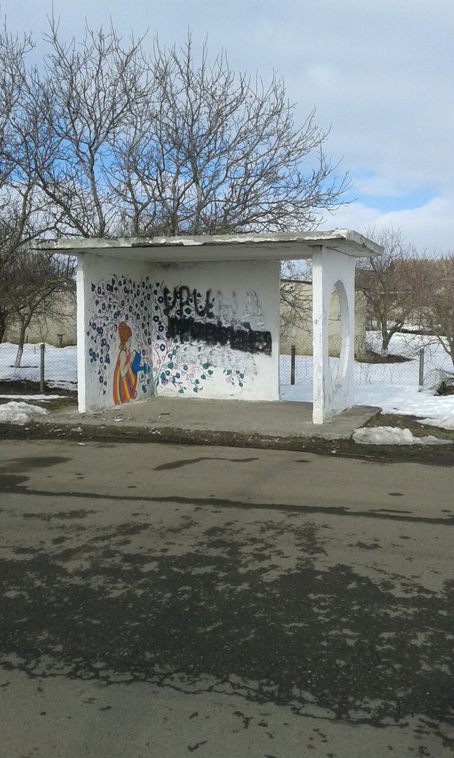 На Миколаївщині замість муралу на зупинці намалювали чоловічу "гідність"