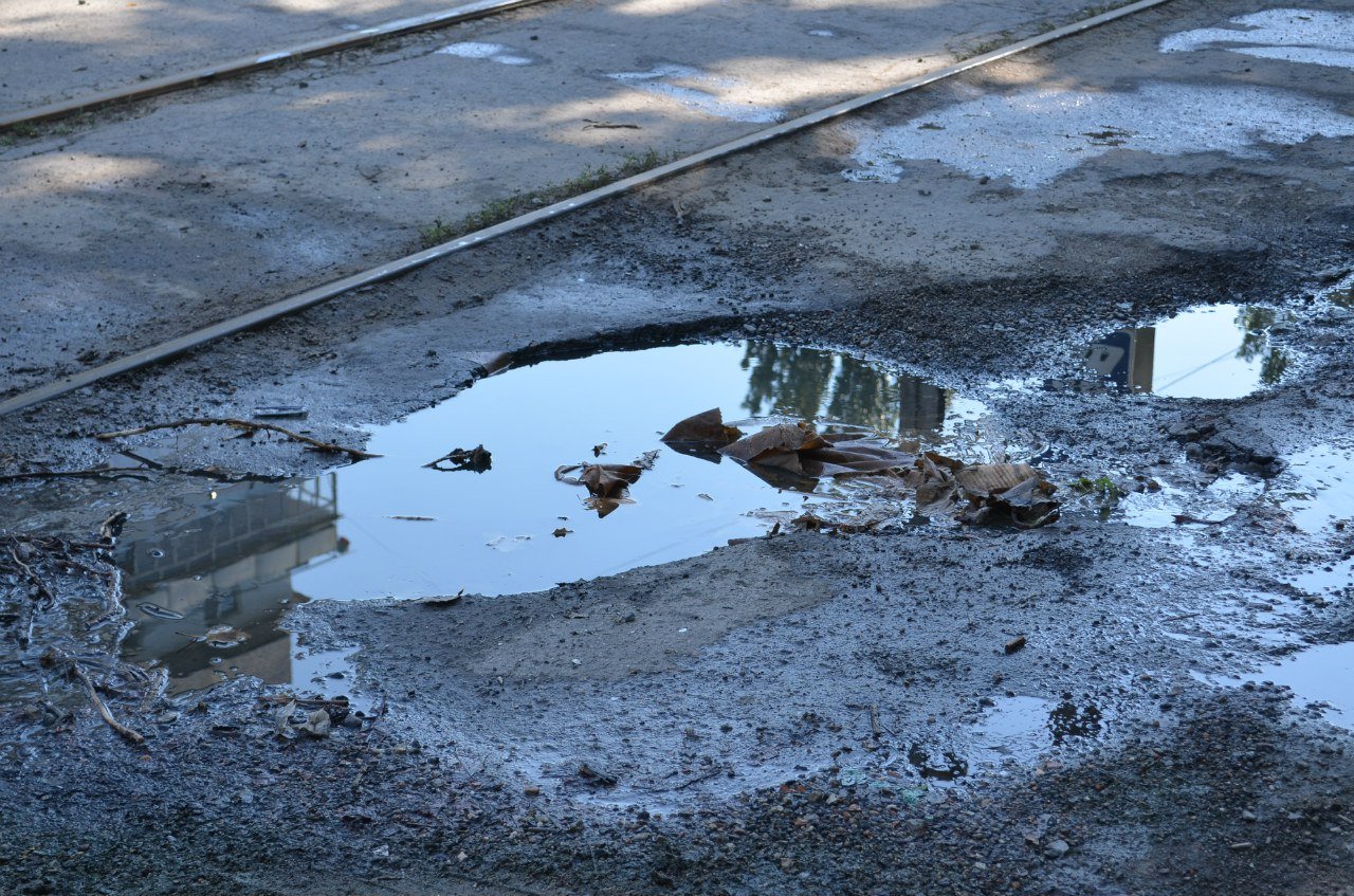 У Миколаєві біля трамвайної зупинки вже два тижні тече каналізація