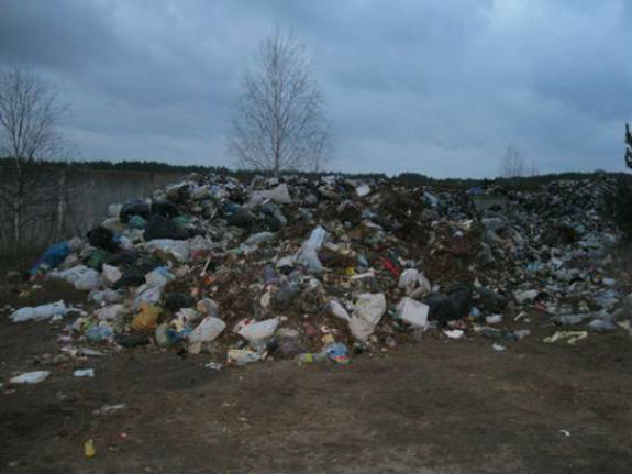На Київщині невідомі скинули кілька вантажівок сміття прямісінько в селі - фото 1