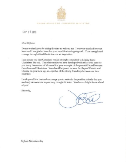 Хлопчик з Донбасу вразив прем`єра Канади своїм листом (ФОТО) - фото 3