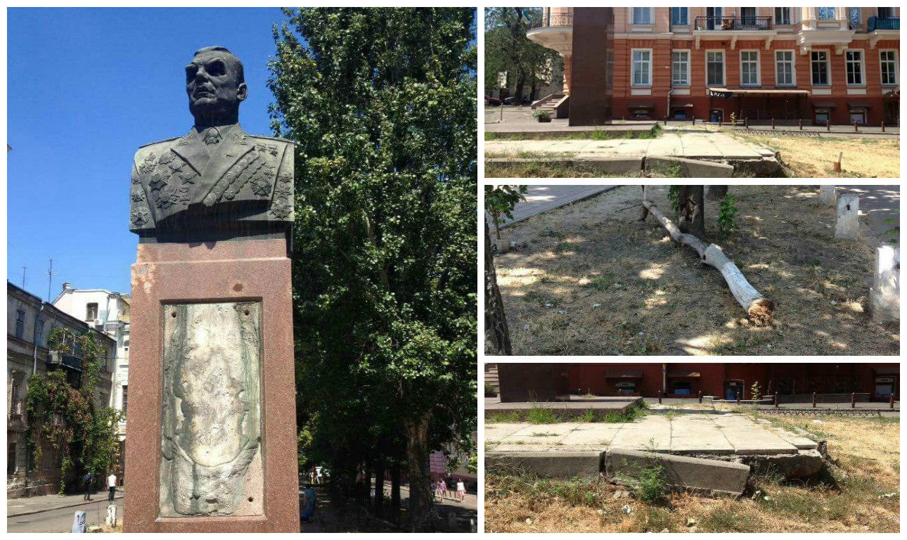 В центрі Одеси знівечили пам'ятник радянському маршалу - фото 1