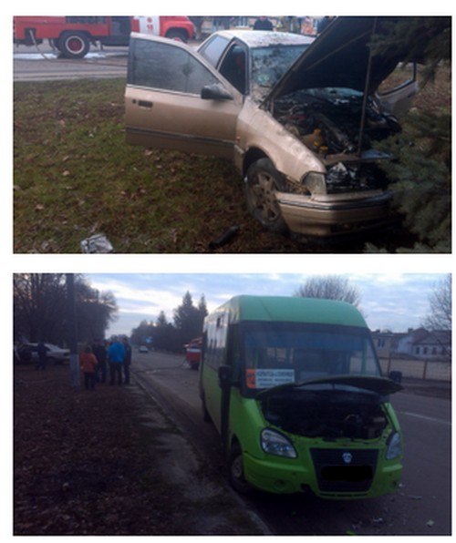 ДТП на Полтавщині: автівка врізалася у автобус і загорілася - фото 1