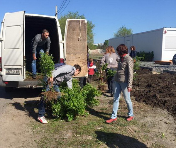 Волонтери і військові озеленили містечко для переселенців у Дніпропетровську - фото 3