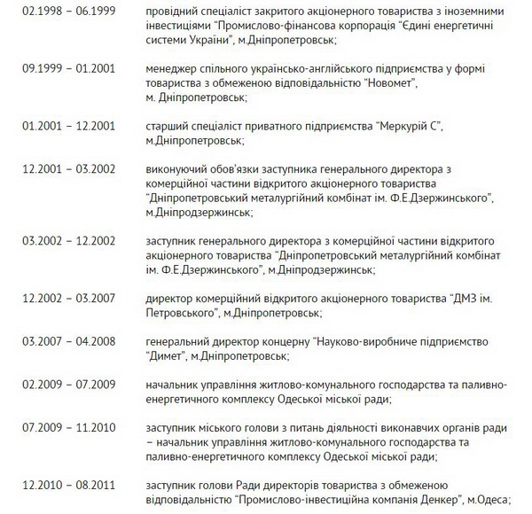 Новий заступник голови ДніпроОДА за 20 років змінив 20 посад (ДОКУМЕНТ) - фото 2