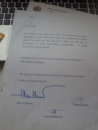 УЄФА подарував українському екс-арбітру годинник - фото 1