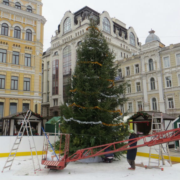 На Софіївській площі у Києві з’явилася новорічна ялинка - фото 1