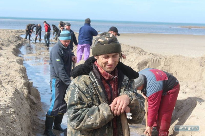 Активісти за допомогою лопат з'єднали лиман з морем на півдні Одещини - фото 2