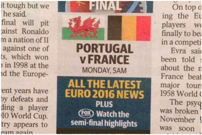 Австралійська газета переплутала обидва прапори фіналістів Євро - фото 1