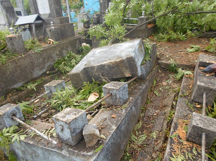 На Прикарпатті буревій повалив старовинні надгробки на цвинтарі  - фото 1