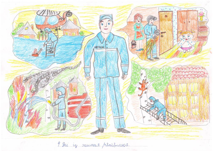 Діти сумських рятувальників намалювали батьків за роботою - фото 1