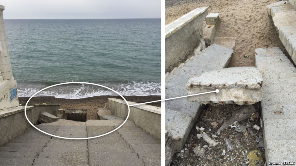 Розбиті сходи, брудні пляжі: у Криму показали готовність до курортного сезону (ФОТО) - фото 3 Розбиті сходи, брудні пляжі: у Криму показали готовність до курортного сезону (ФОТО) - фото 3