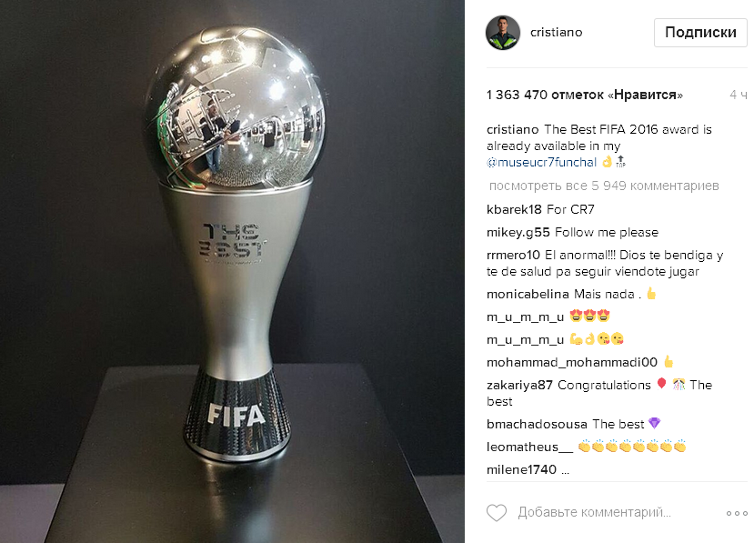 Роналду розмістив трофей ФІФА у своєму музеї - фото 1