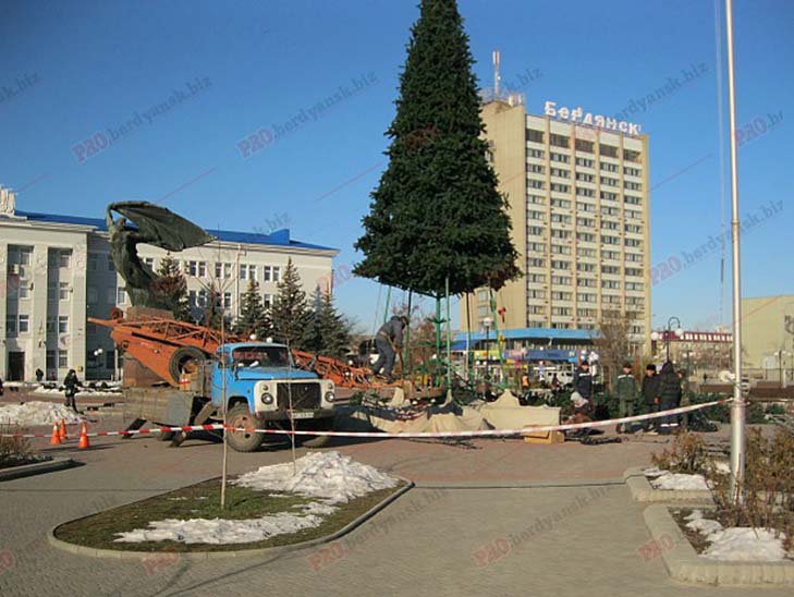 У Бердянську почали розбирати головну новорічну ялинку - фото 1