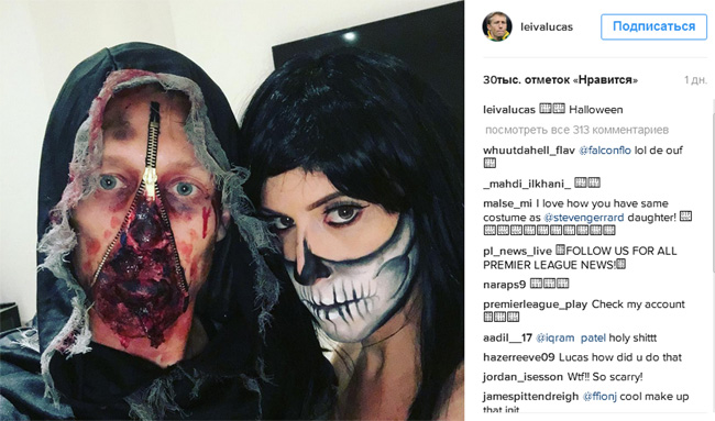 Зірка АПЛ і його дружина одягнули страшнючі костюми на Хелловін - фото 1
