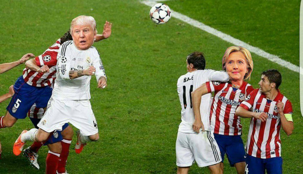 Як президентську боротьбу між Трампом і Клінтон висміяли у "футбольних мемах" - фото 3