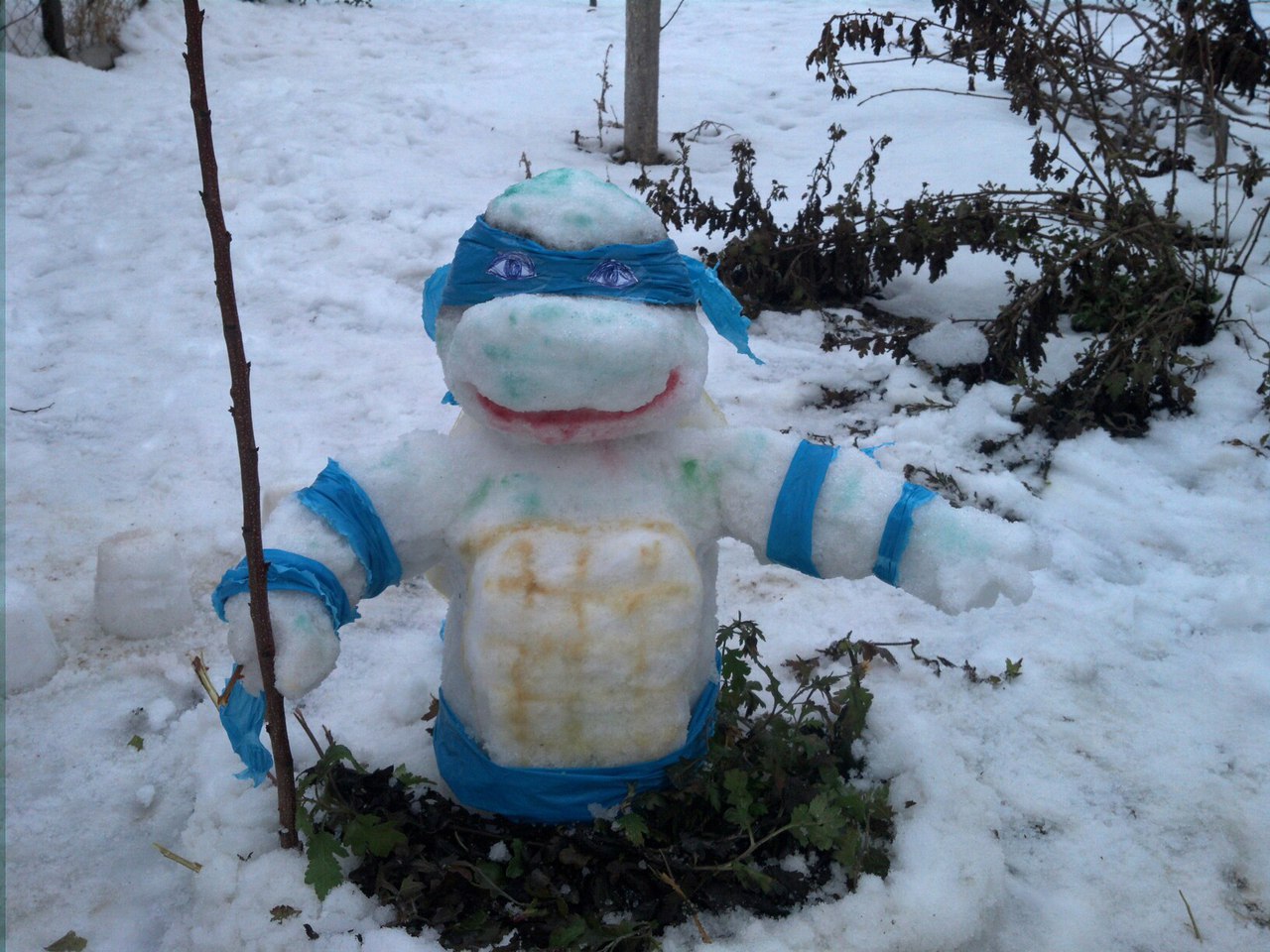 У Мелітополі зі снігу зліпили "черепашку-ніндзя" - фото 1