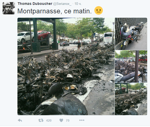 У Парижі біля готелю спалили півсотні мотоциклів - фото 3