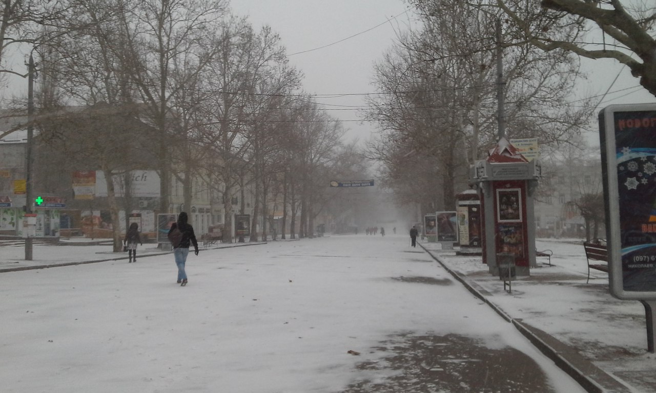 На Миколаїв зійшов снігопад 