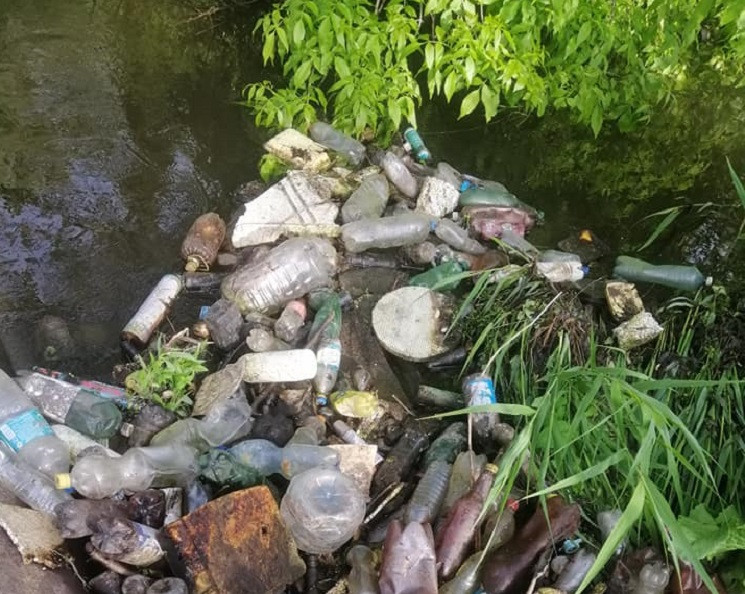 На окраине Днепра реку забросали пластик…