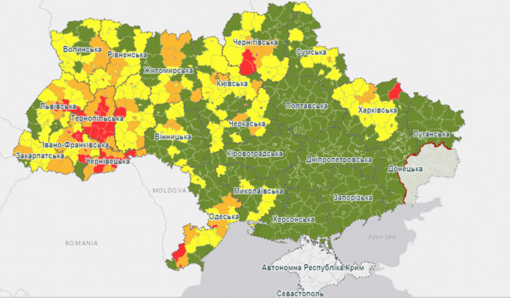 Запорізьку область залишили у "зеленій"…