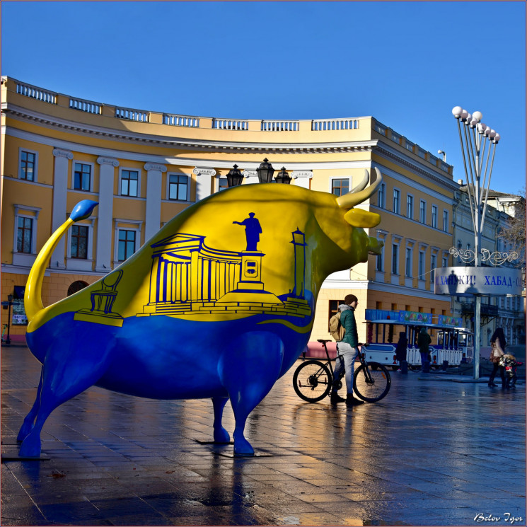 Біля Дюка в Одесі встановили жовто-синьо…