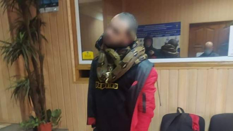 В Киеве задержали пьяного мужчину со зме…