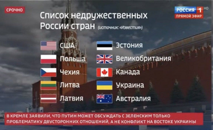 Російський телеканал вніс Україну до спи…