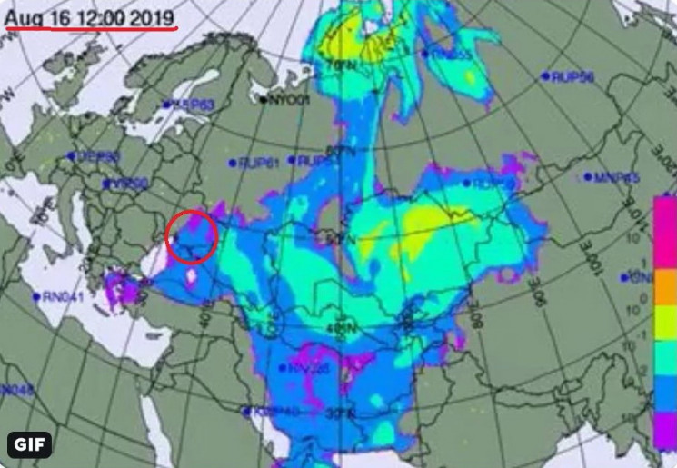 Радиоактивные остатки от взрыва на росси…