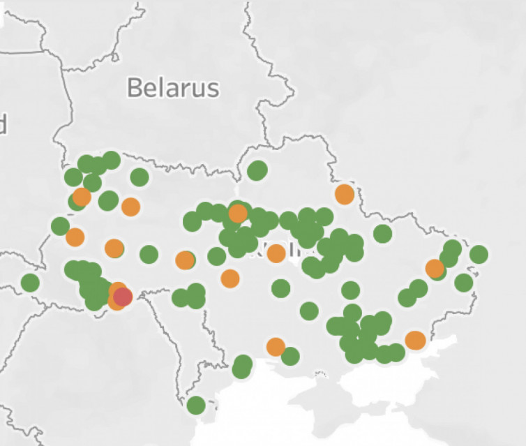 карта поширення коронавірусу в Україні