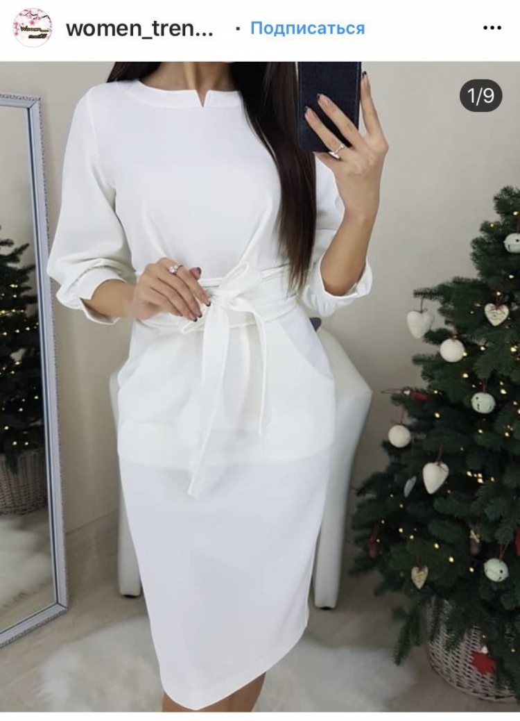 Платья белых цветов подходят для новогоднего образа