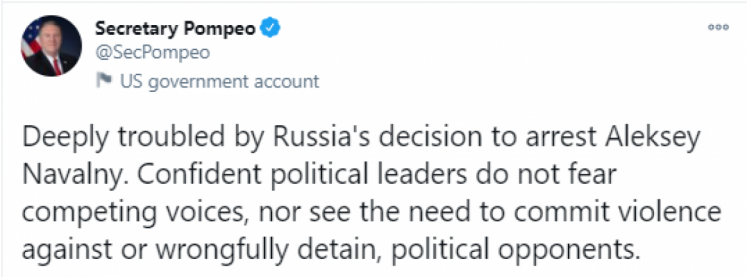 Помпео про затримання Навального