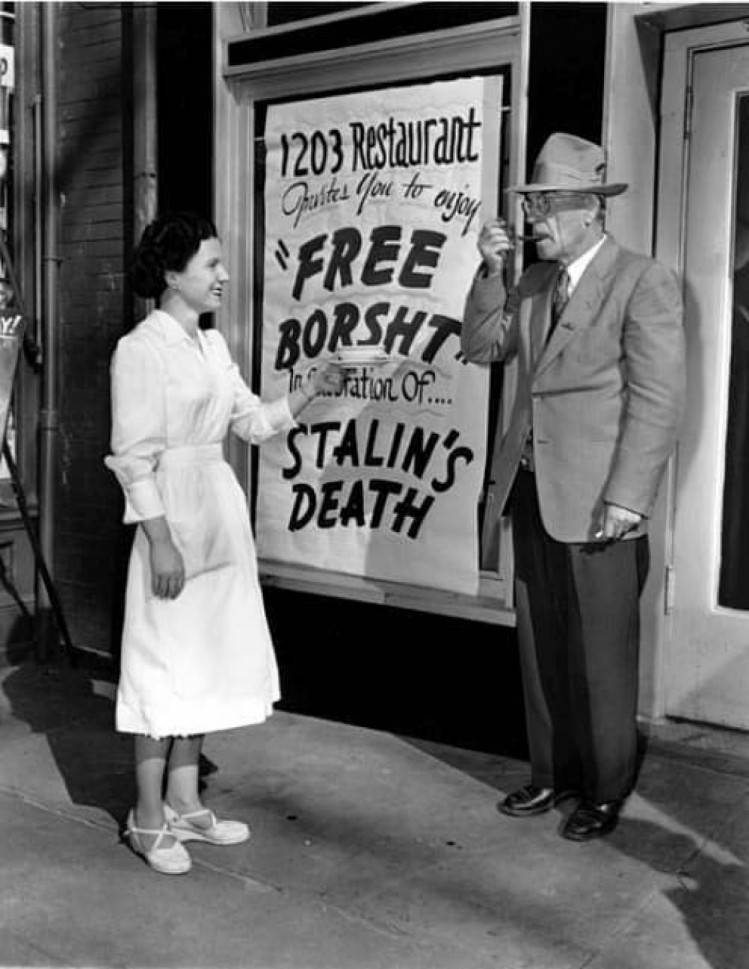 Безкоштовний борщ в США на честь смерті Сталіна у 1953 році