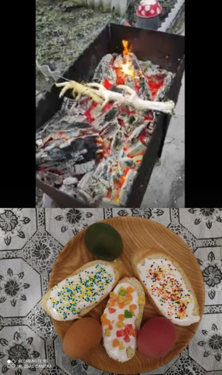 Паска з хліба та шашлик із курячих лапок на Великдень у ОРДЛО