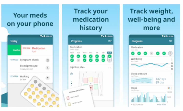 скриншот приложения для напоминания о приеме лекарств
