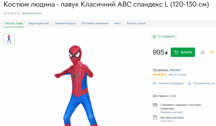 костюм человека-паука на Хэллоуин