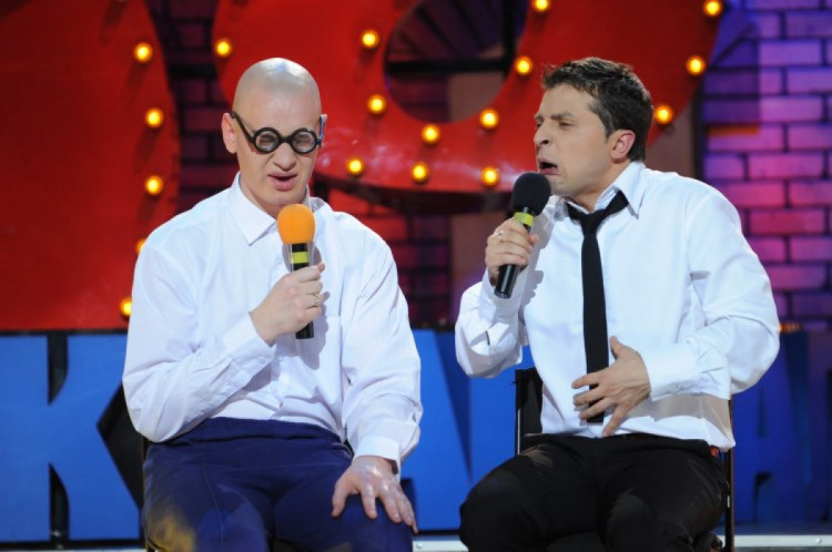 Зеленский с Евгением Кошевым во время съемок новогодней программы Вечерний квартал