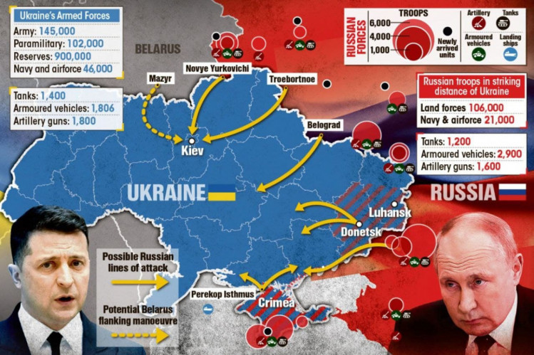 Карта нападения России на Украину по версии The Sun