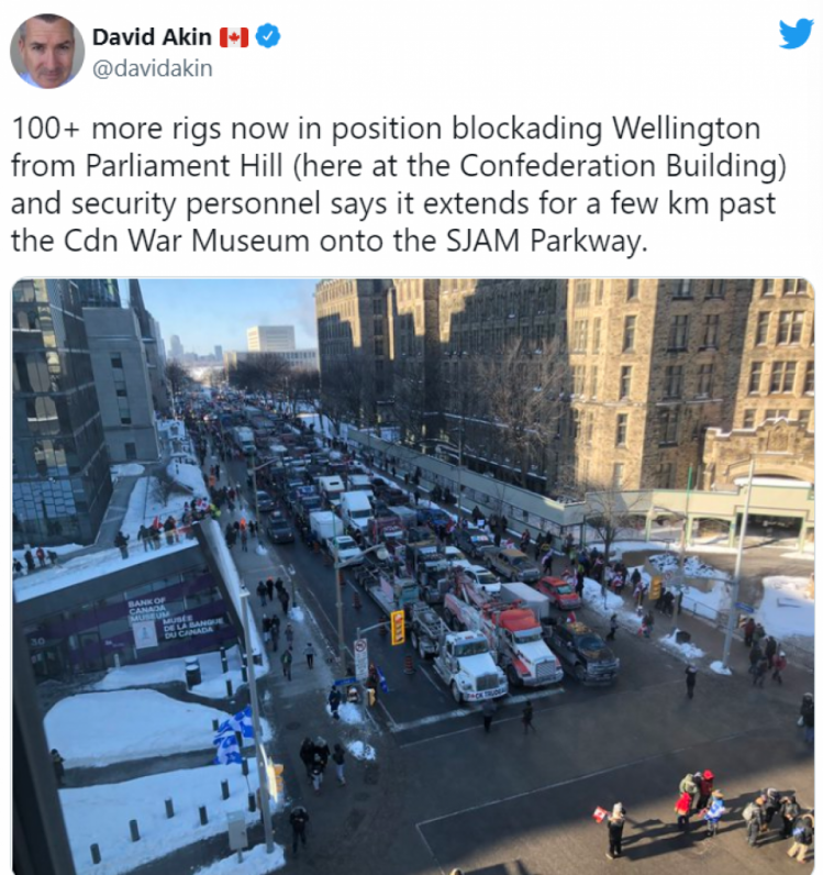 Девід Акін, пост про блокаду у Канаді