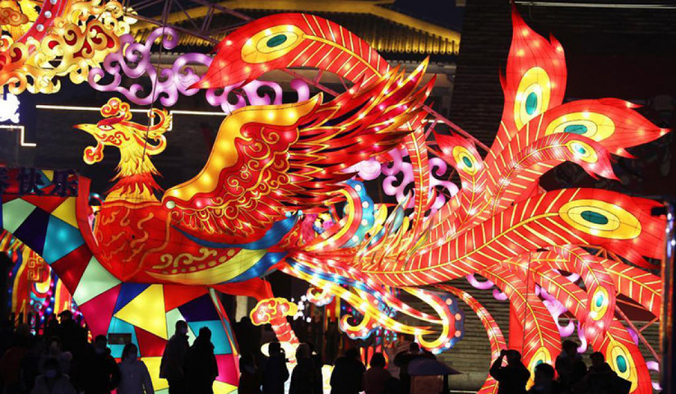 световое шоу в Китае в честь нового года